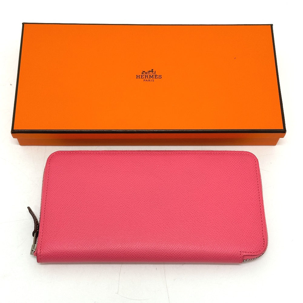 HERMES Long Wallet Purse Epsom pink Azap long silk in Women Used Authentic