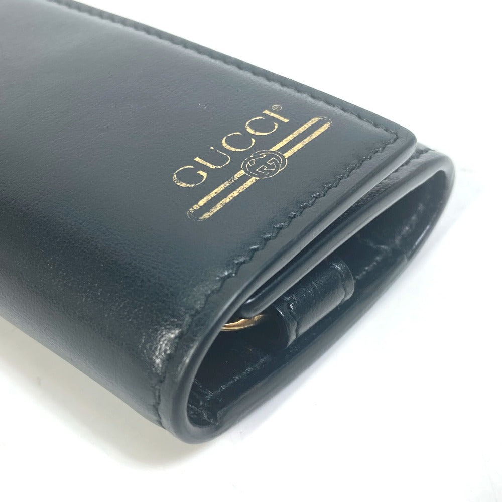 GUCCI Key case Key holder 547588 leather black logo six hooks key