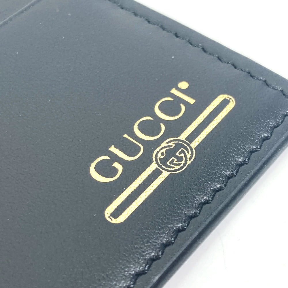 GUCCI Card Case 547596 leather black logo name card holder