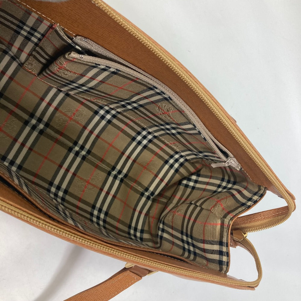 BURBERRY Handbag leather Brown logo Inner check