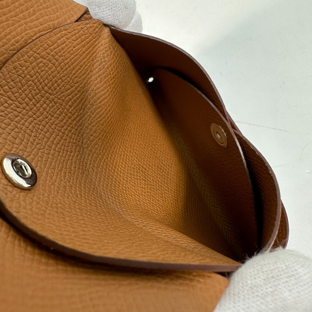 HERMES Card Case Epsom Brown Wallet Calvi duo Women Used Authentic