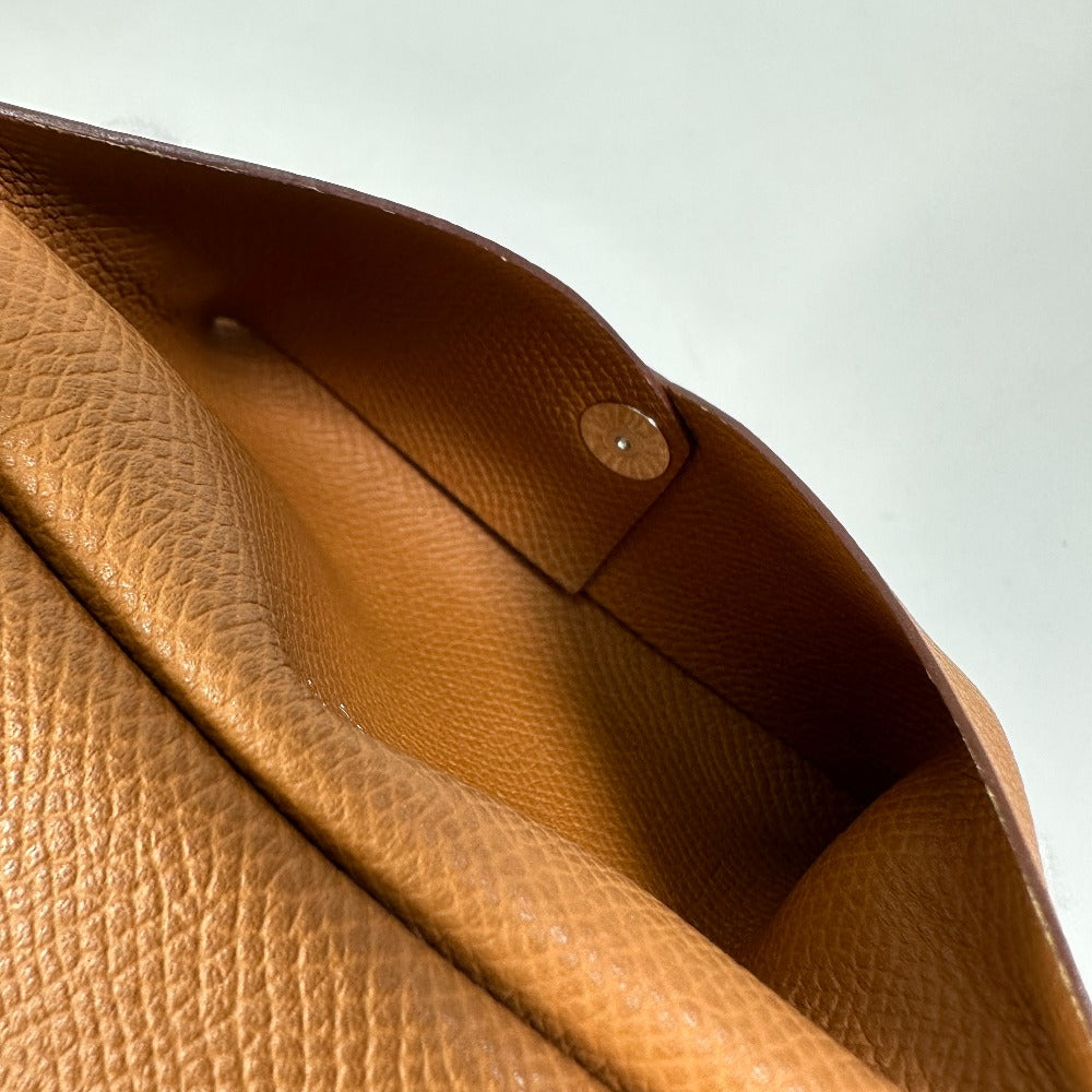 HERMES Card Case Epsom Brown Wallet Calvi duo Women Used Authentic