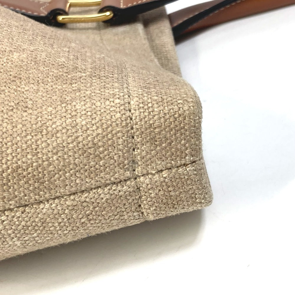 CELINE Shoulder Bag 19006 Canvas / leather Brown Shoulder Horizontal hippo Women Used Authentic