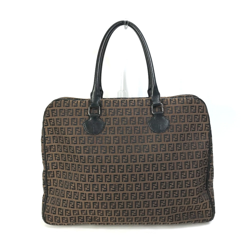 FENDI Handbag Canvas / leather Brown Zucchino Women Used Authentic
