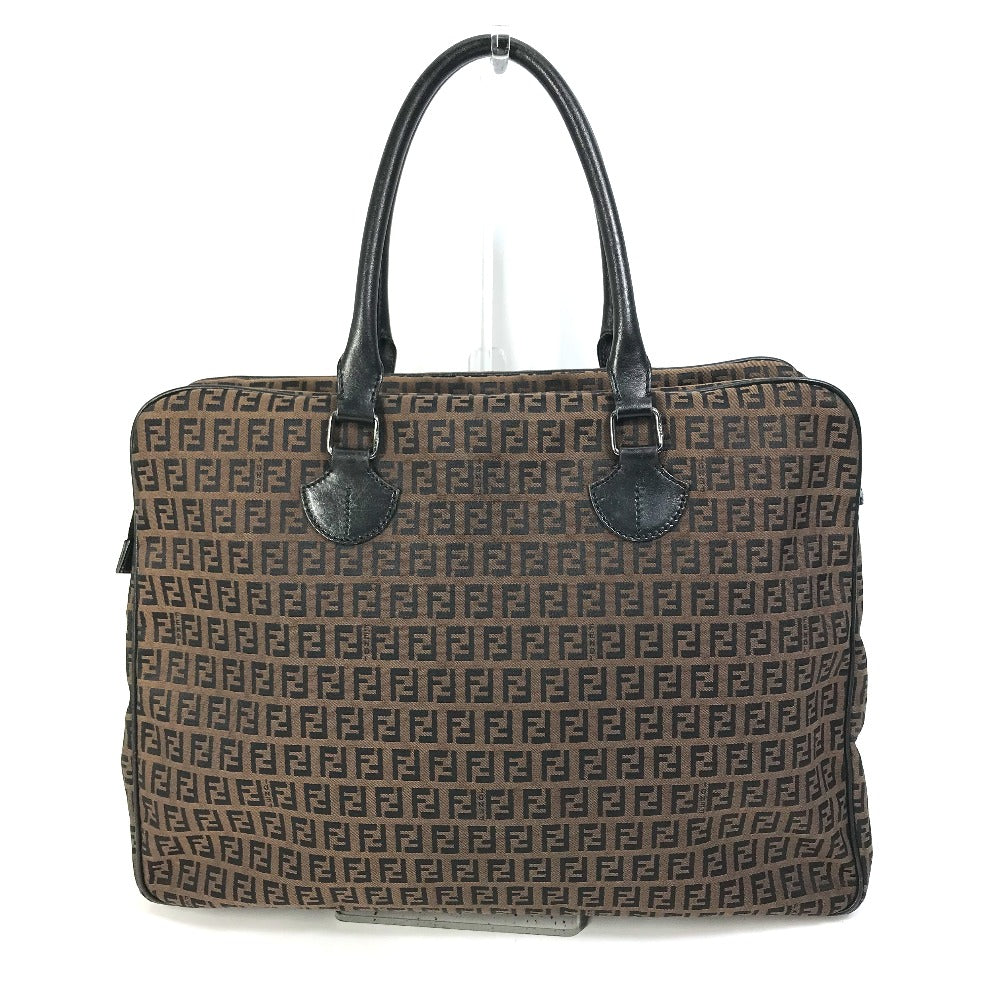 FENDI Handbag Canvas / leather Brown Zucchino Women Used Authentic