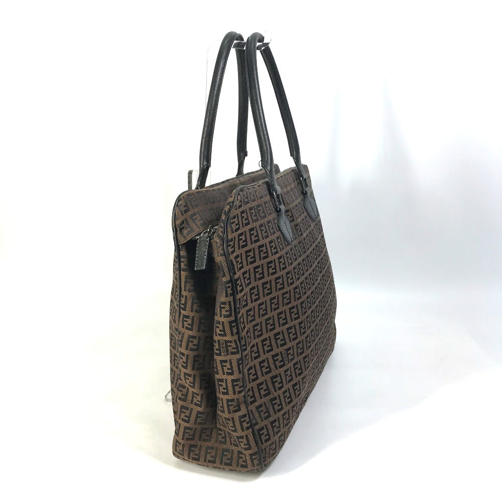 FENDI Handbag Canvas / leather Brown Zucchino Women Used Authentic