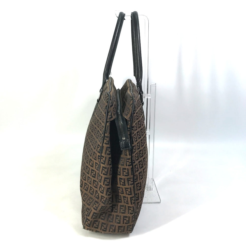 FENDI Handbag Canvas / leather Brown Zucchino Women Used Authentic