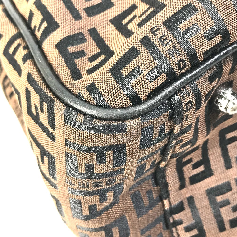 FENDI Handbag Canvas / leather Brown Zucchino Women Used Authentic