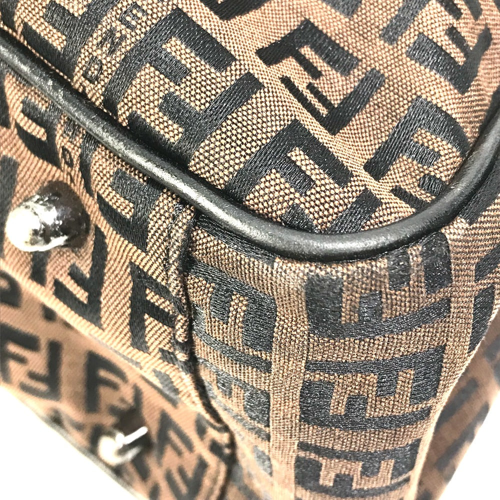 FENDI Handbag Canvas / leather Brown Zucchino Women Used Authentic