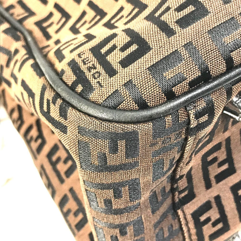 FENDI Handbag Canvas / leather Brown Zucchino Women Used Authentic