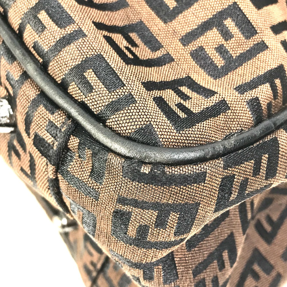 FENDI Handbag Canvas / leather Brown Zucchino Women Used Authentic