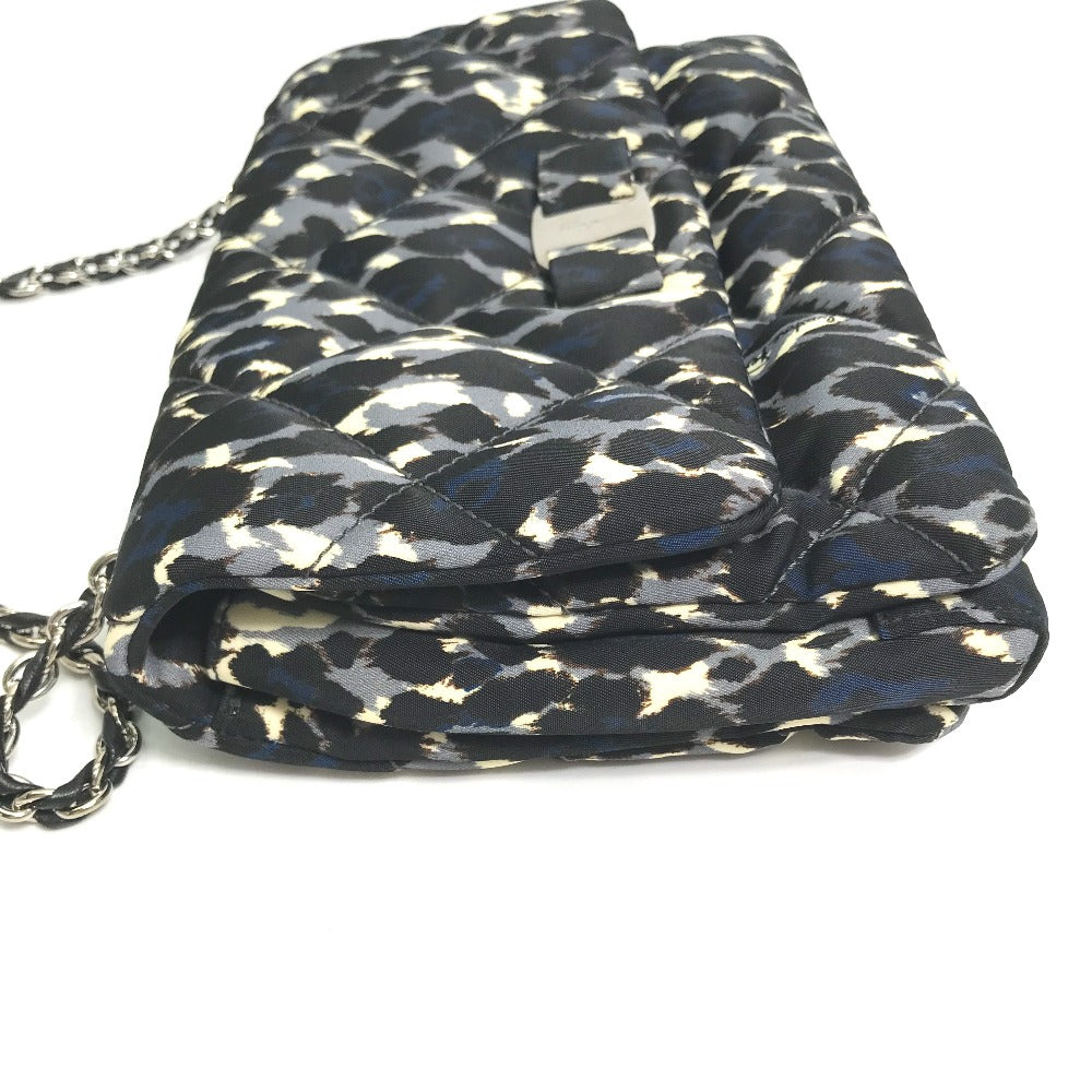 Salvatore Ferragamo Shoulder Bag E834 Nylon / leather black Vala Ribbon Leopard Women Used Authentic