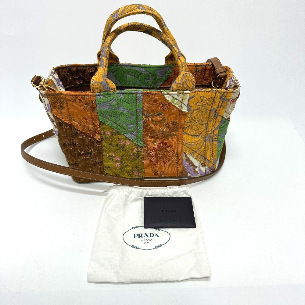 PRADA Tote Bag BN249 canvas multicolor Triangle logo Women Used Authentic