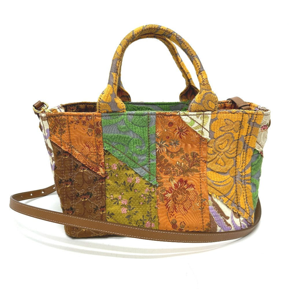 PRADA Tote Bag BN249 canvas multicolor Triangle logo Women Used Authentic