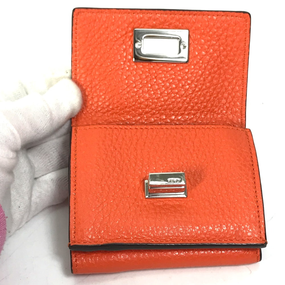 FENDI Trifold wallet 8M0426 leather Orange Peekaboo