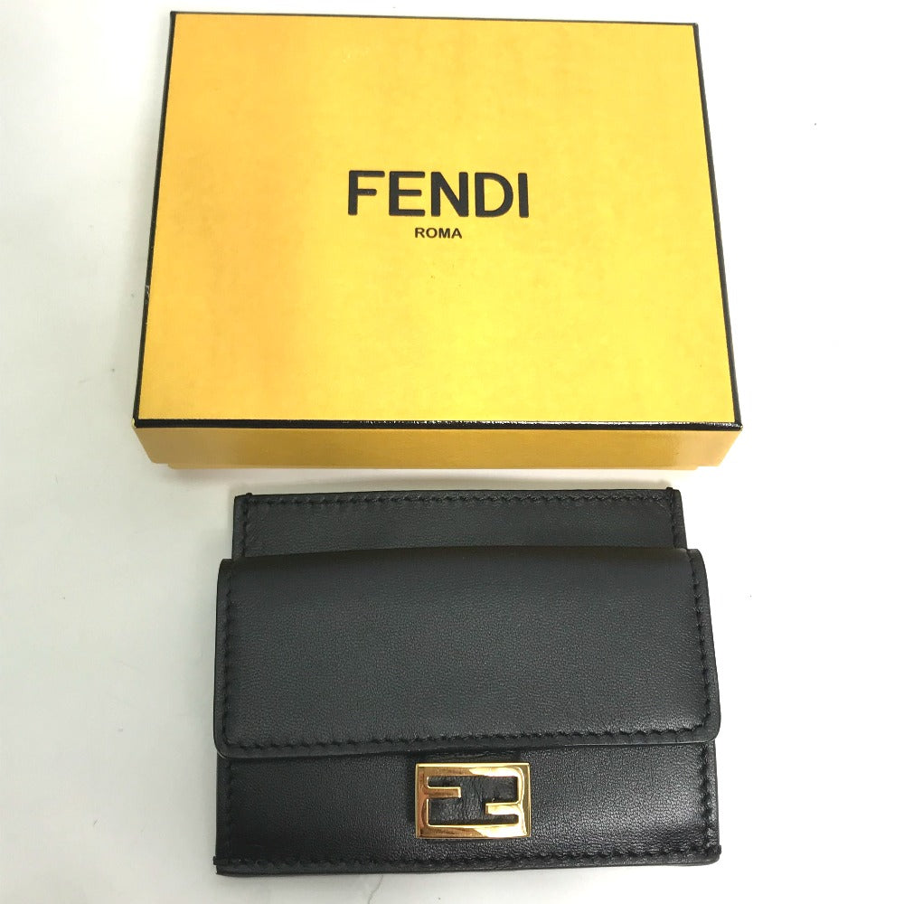 FENDI Coin case 8M0423 leather black baguette card holder