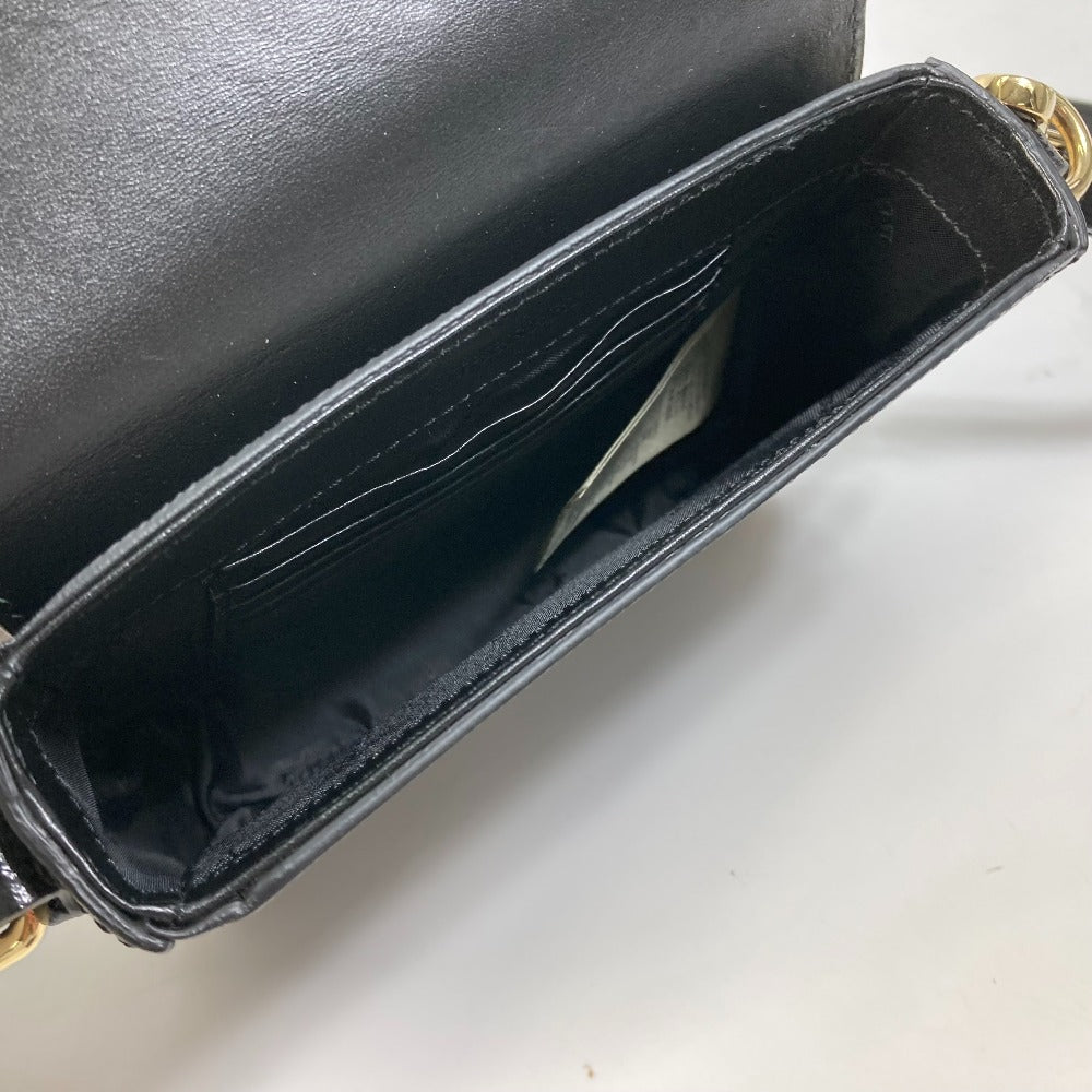 BURBERRY Shoulder Bag leather black logo Fastener design