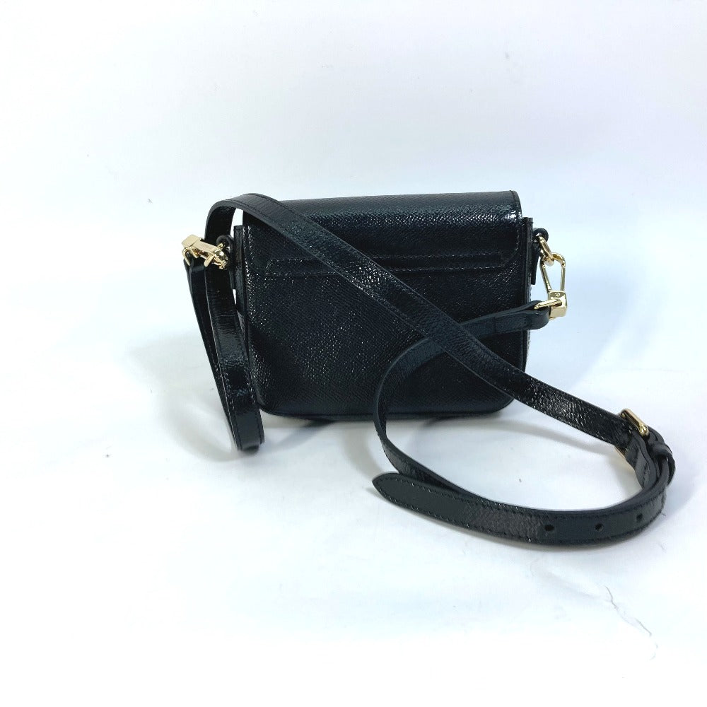 BURBERRY Shoulder Bag leather black logo Fastener design