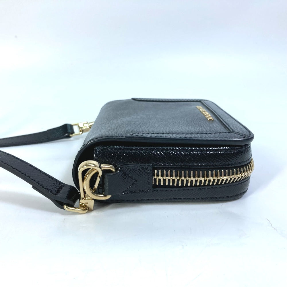 BURBERRY Shoulder Bag leather black logo Fastener design