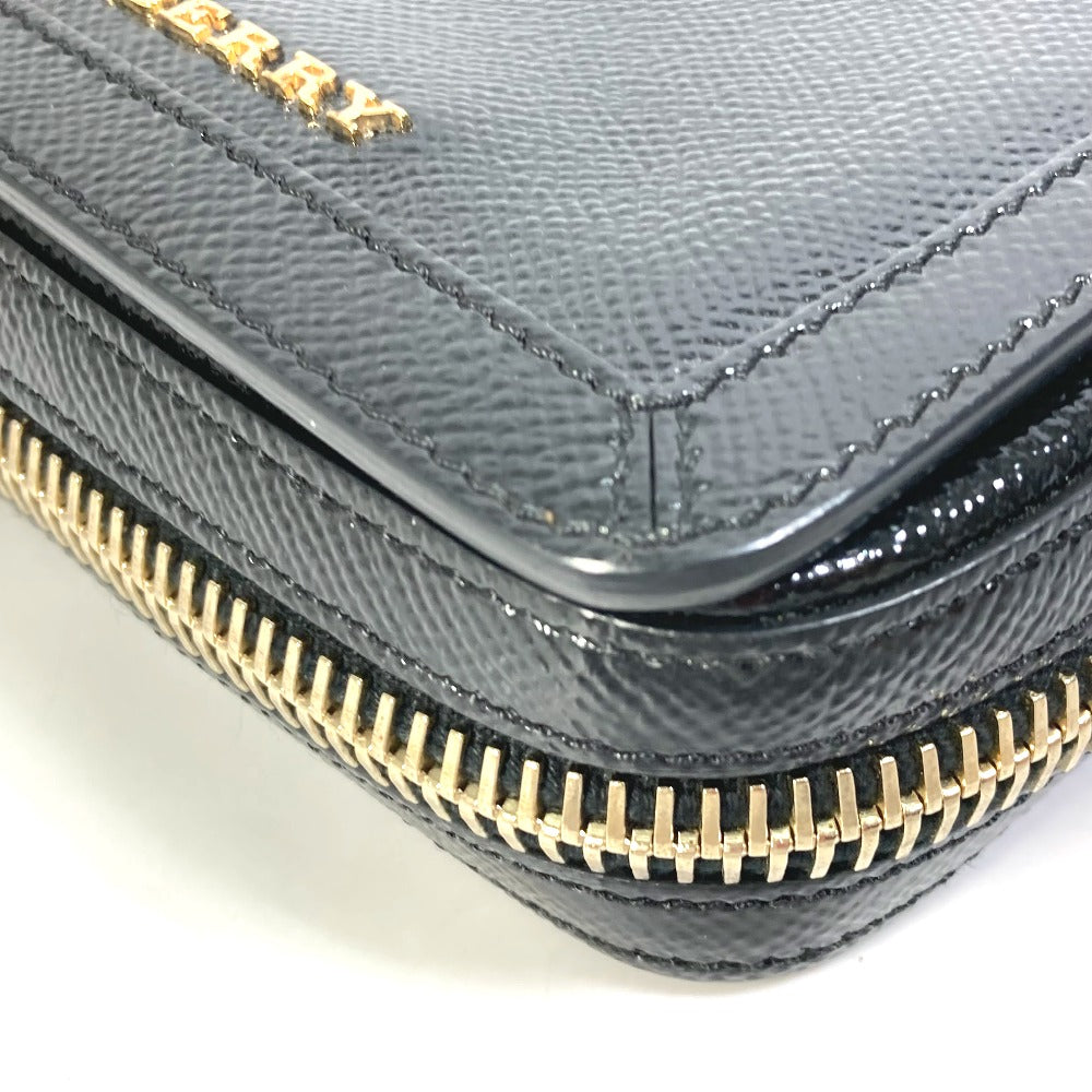 BURBERRY Shoulder Bag leather black logo Fastener design
