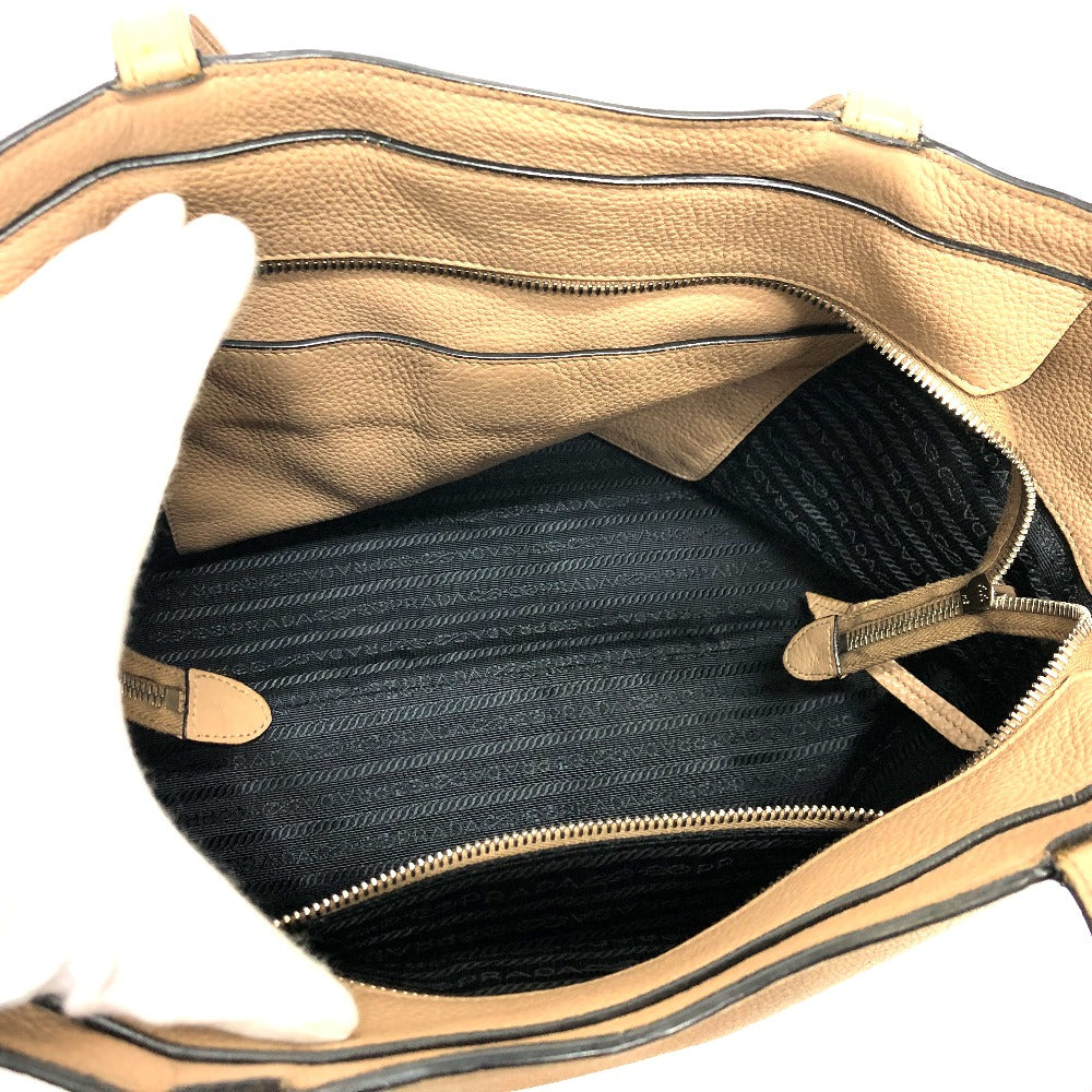 PRADA Tote Bag 1BG203 leather beige logo