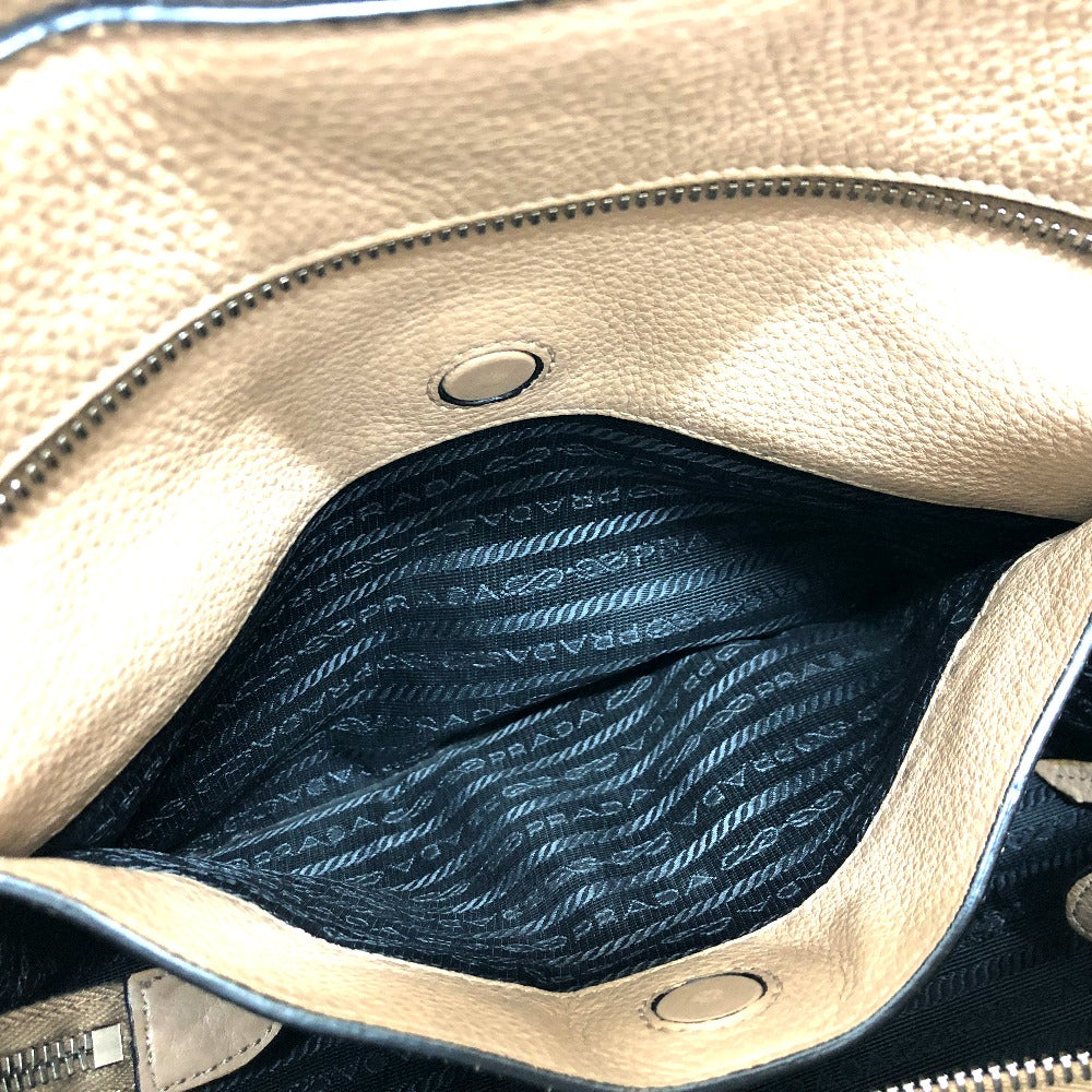 PRADA Tote Bag 1BG203 leather beige logo