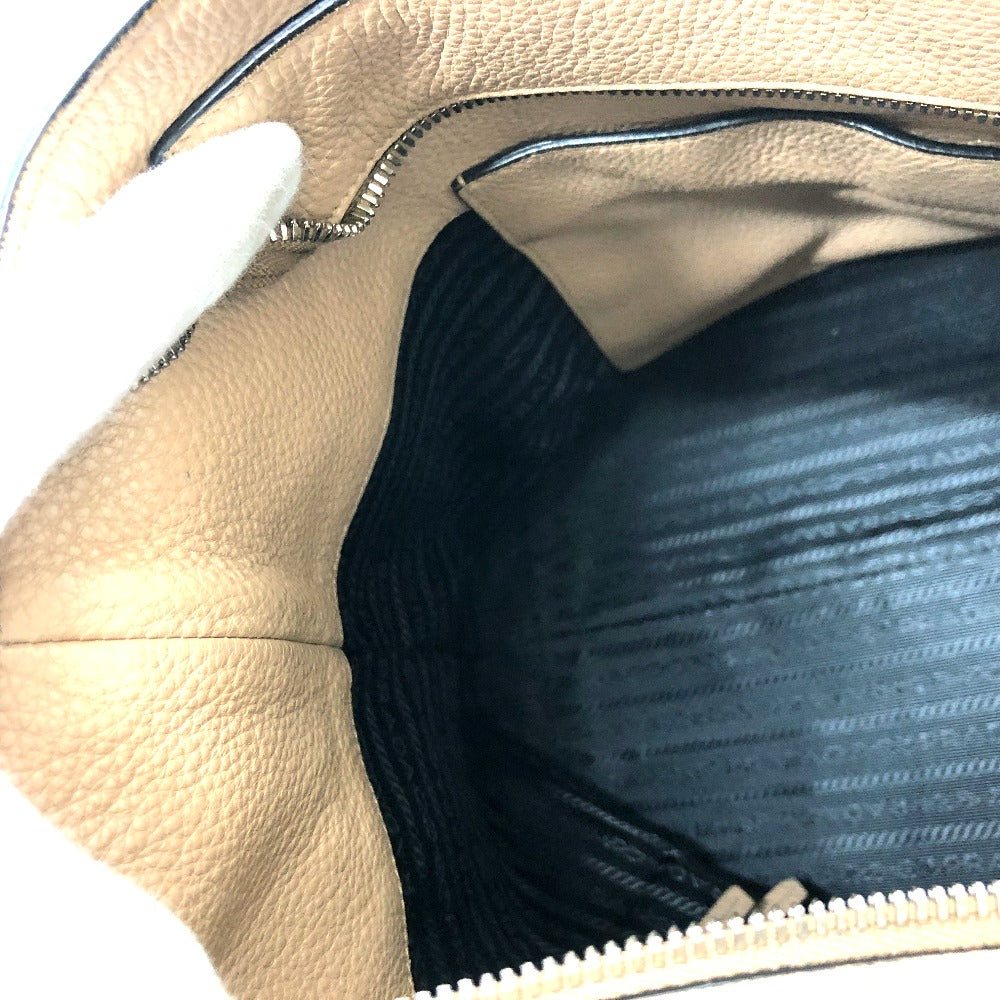 PRADA Tote Bag 1BG203 leather beige logo