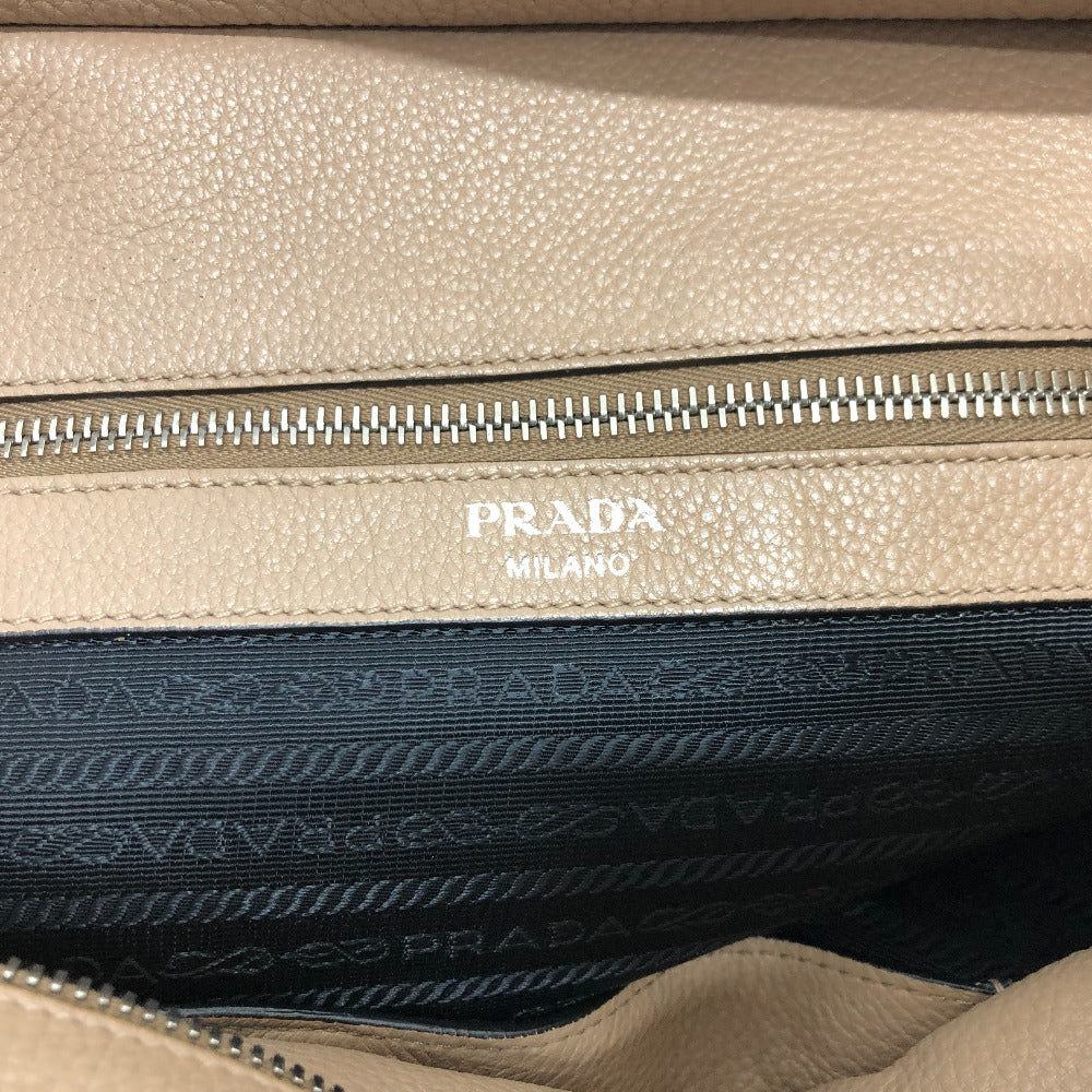 PRADA Tote Bag 1BG203 leather beige logo