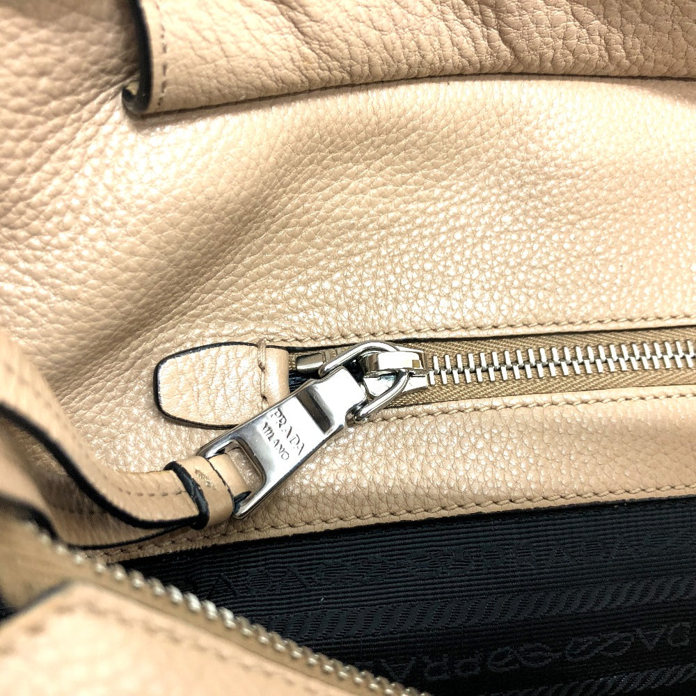 PRADA Tote Bag 1BG203 leather beige logo