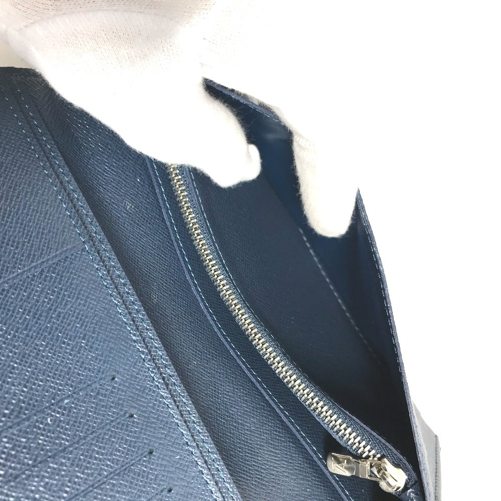 LOUIS VUITTON Long Wallet Purse M30662 Taiga Leather blue Taiga Portefeuille Braza