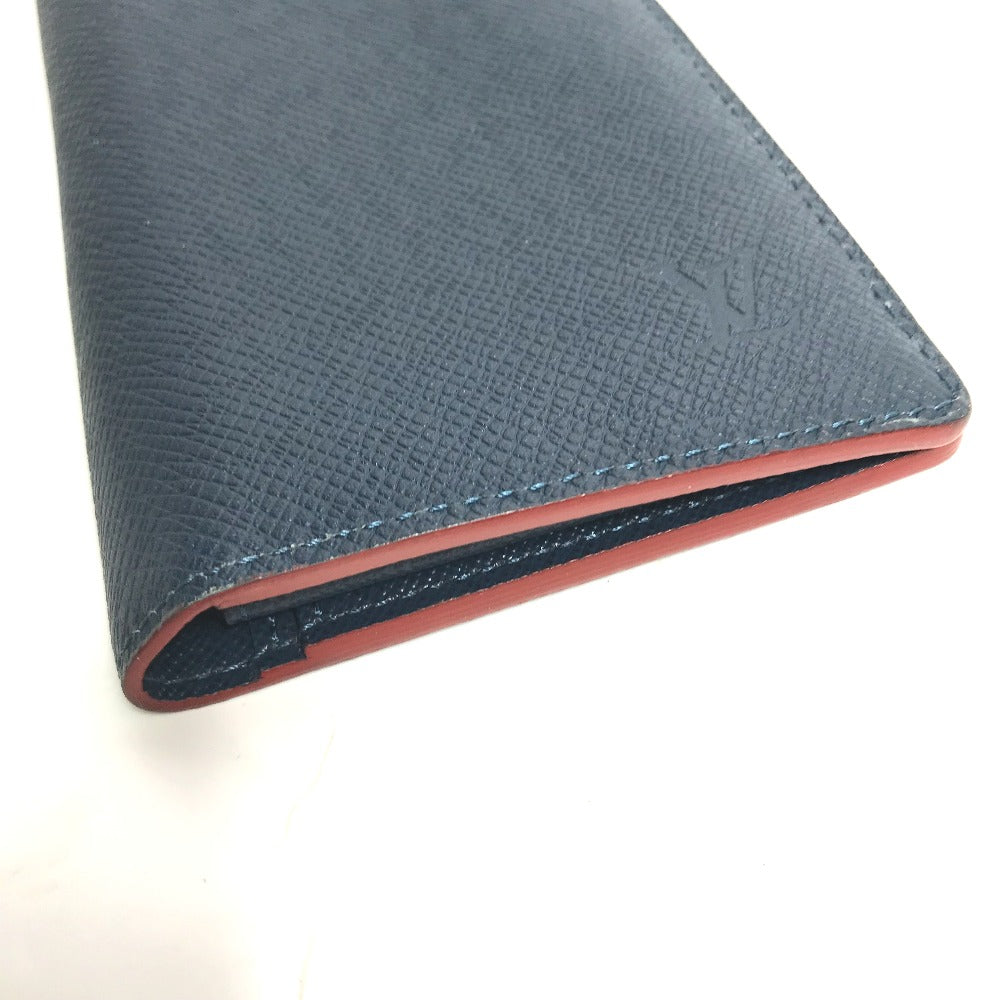 LOUIS VUITTON Long Wallet Purse M30662 Taiga Leather blue Taiga Portefeuille Braza