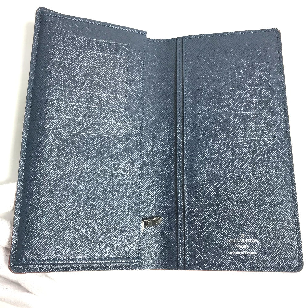 LOUIS VUITTON Long Wallet Purse M30662 Taiga Leather blue Taiga Portefeuille Braza