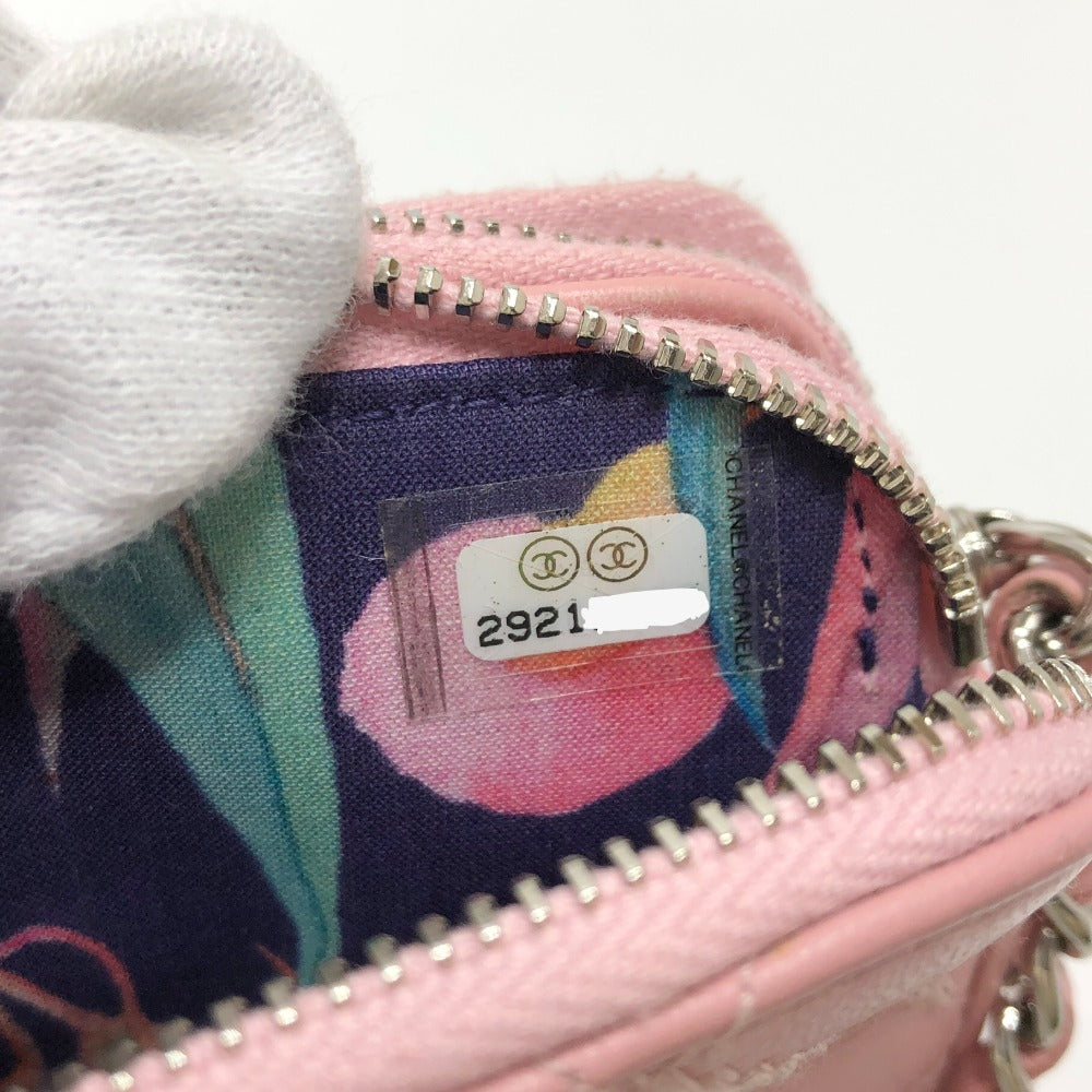 CHANEL Shoulder Bag A82527 lambskin pink CC COCO Mark Matelasse Wild Stitch Women Used Authentic