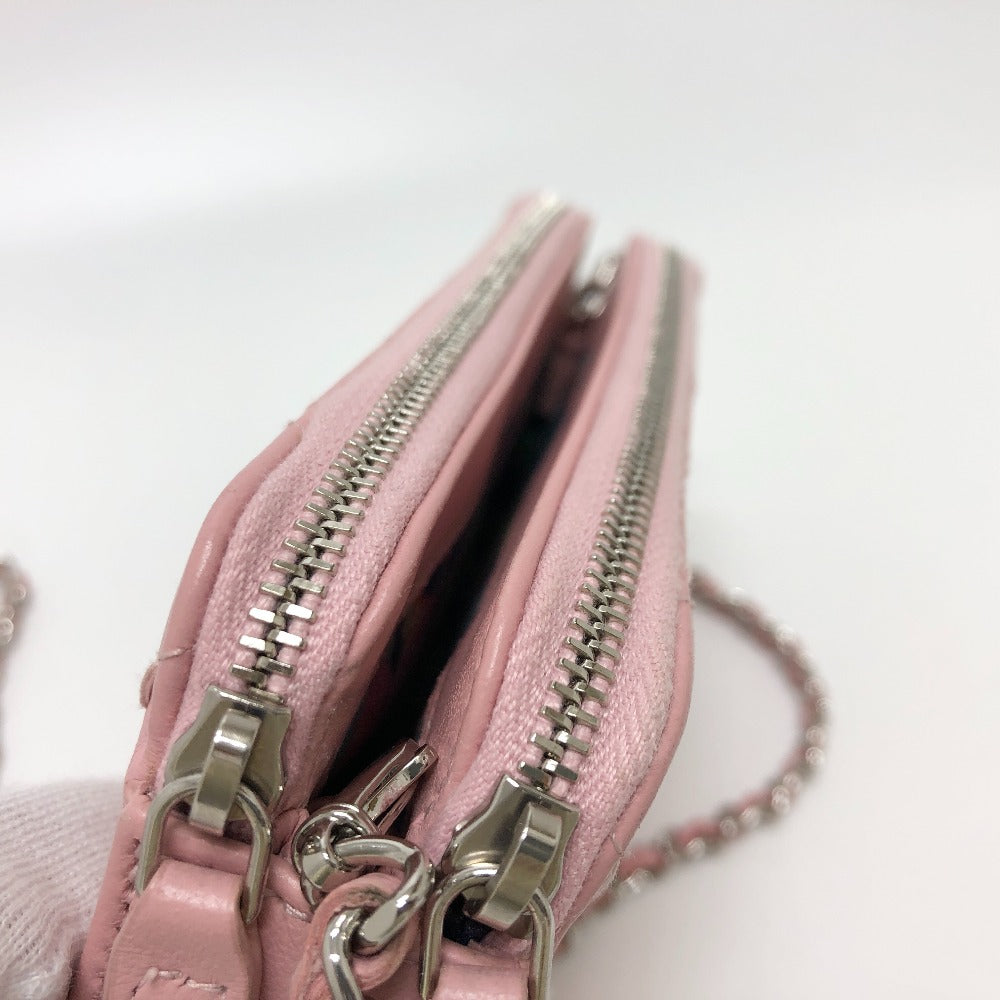 CHANEL Shoulder Bag A82527 lambskin pink CC COCO Mark Matelasse Wild Stitch Women Used Authentic