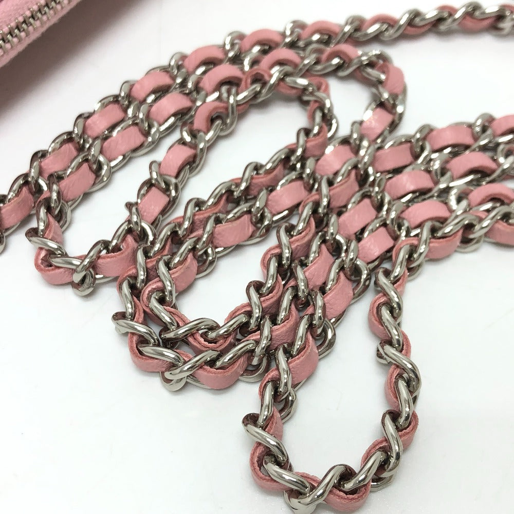 CHANEL Shoulder Bag A82527 lambskin pink CC COCO Mark Matelasse Wild Stitch Women Used Authentic
