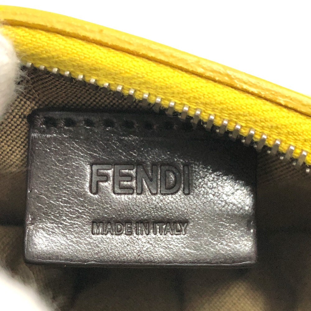 FENDI Bag charm 7AR706 leather yellow taco motif Coin case Women Used Authentic