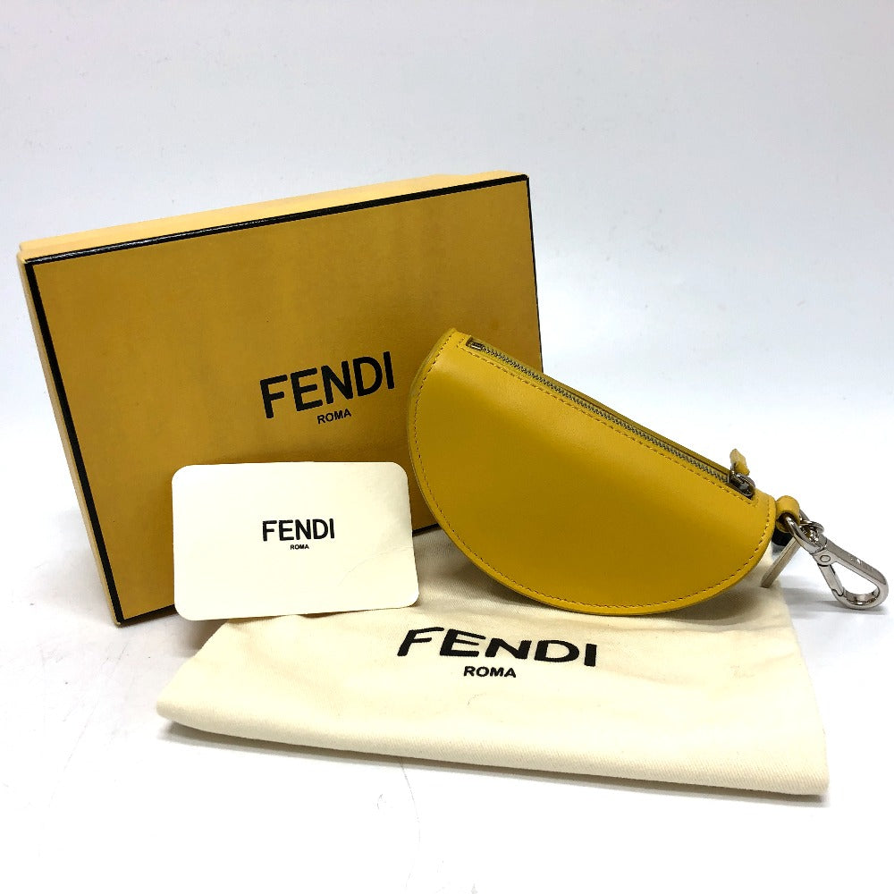 FENDI Bag charm 7AR706 leather yellow taco motif Coin case Women Used Authentic