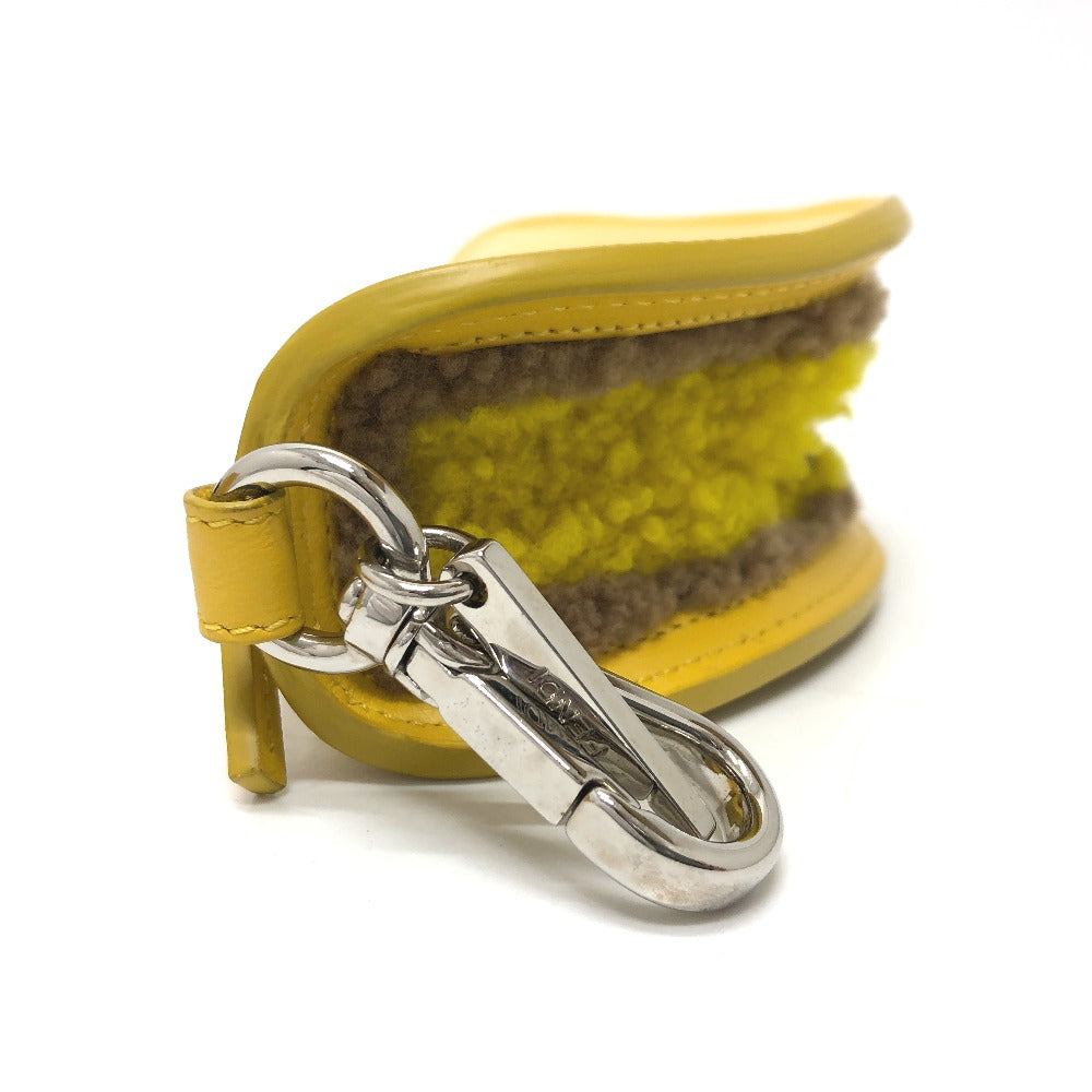FENDI Bag charm 7AR706 leather yellow taco motif Coin case Women Used Authentic