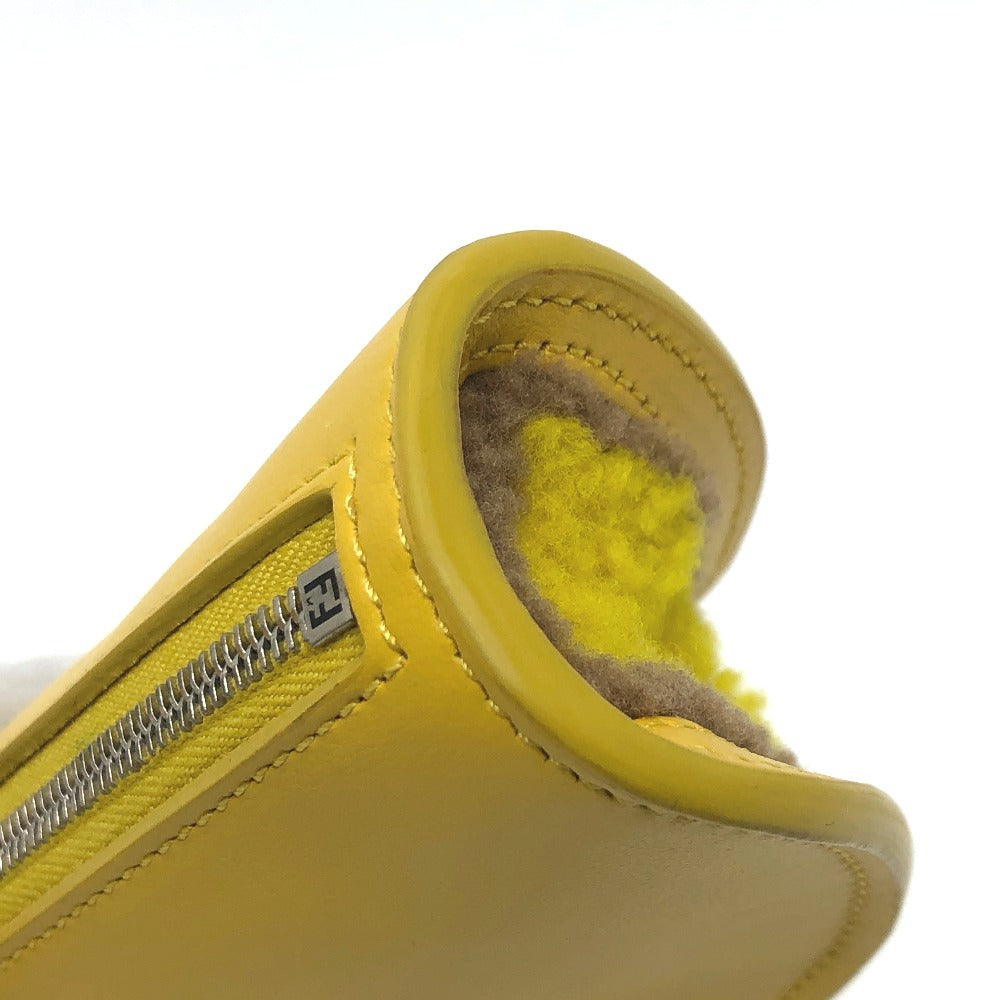 FENDI Bag charm 7AR706 leather yellow taco motif Coin case Women Used Authentic