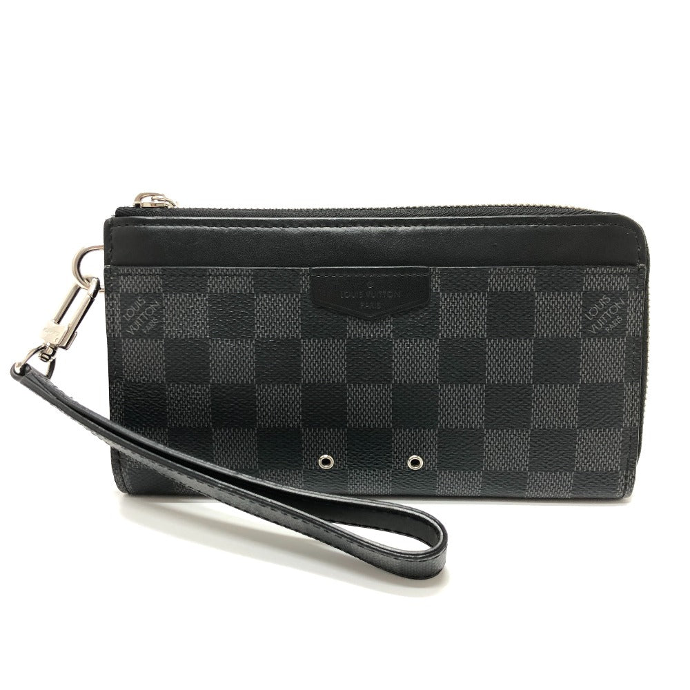 LOUIS VUITTON Long Wallet Purse N60379 Damier Grafitto Canvas black Damier Grafitte Zippy dragonne mens Used Authentic