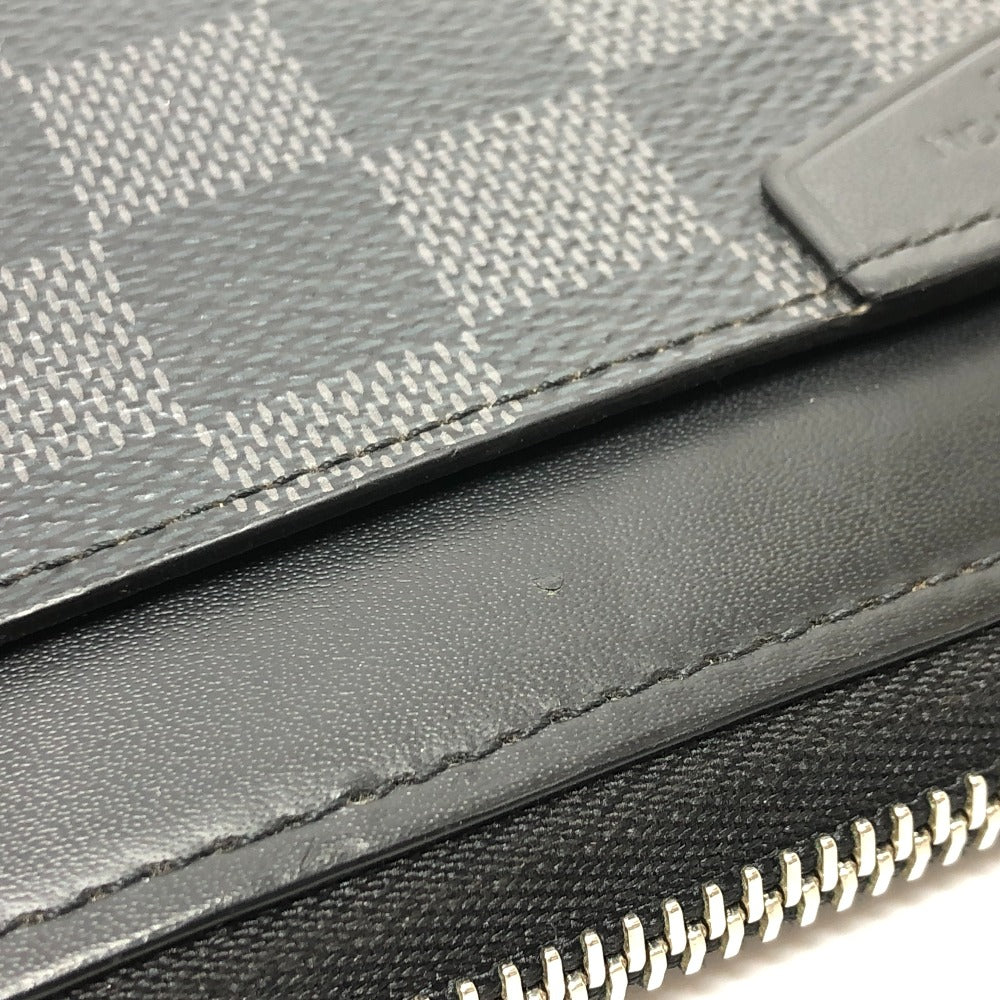 LOUIS VUITTON Long Wallet Purse N60379 Damier Grafitto Canvas black Damier Grafitte Zippy dragonne mens Used Authentic