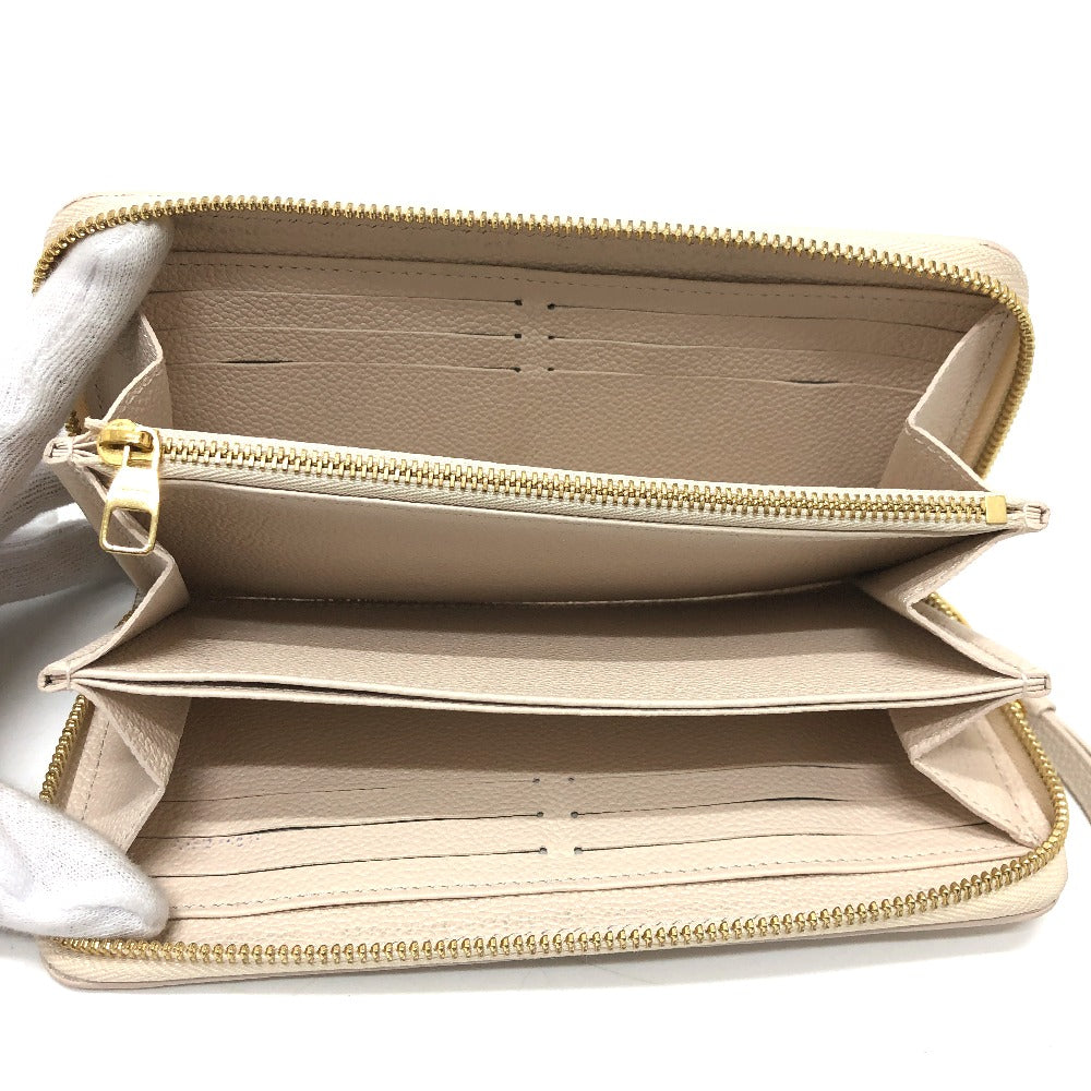 LOUIS VUITTON Long Wallet Purse M80402 Monogram Ann Platt Leather beige Monogram Ann Platt Zippy wallet Women Used Authentic