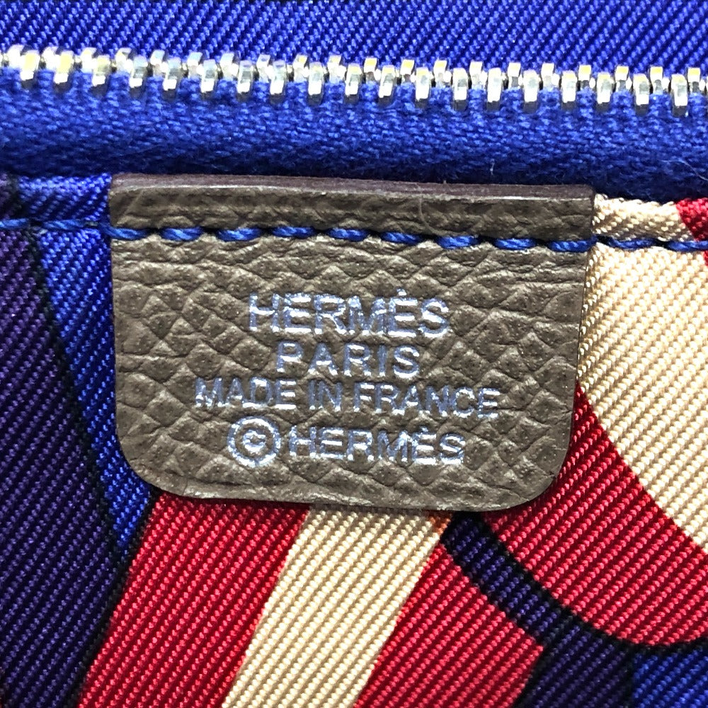 HERMES Long Wallet Purse Epsom Gray type Azap long silk in Women Used Authentic