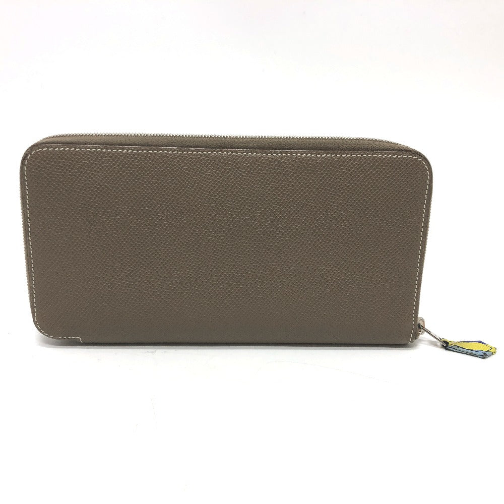 HERMES Long Wallet Purse Epsom Gray type Azap long silk in Women Used Authentic