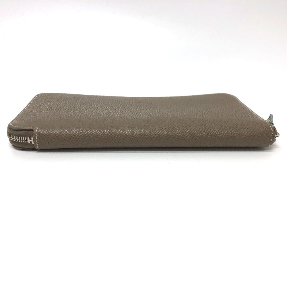 HERMES Long Wallet Purse Epsom Gray type Azap long silk in Women Used Authentic