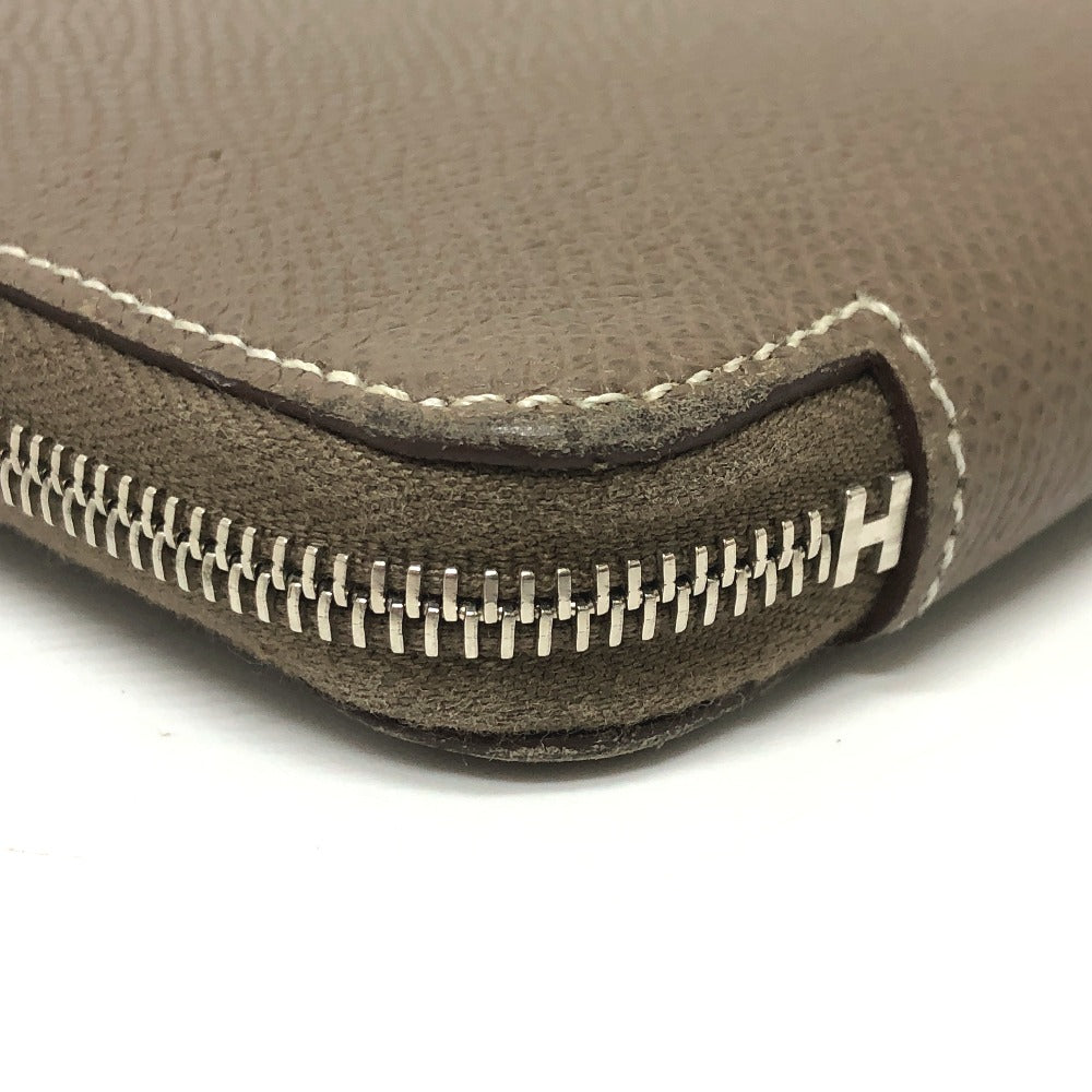 HERMES Long Wallet Purse Epsom Gray type Azap long silk in Women Used Authentic