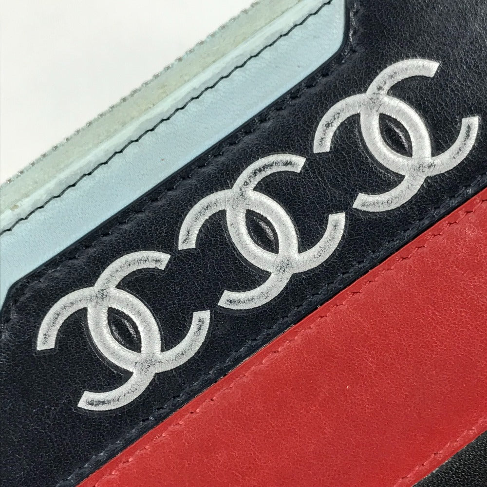 CHANEL Long Wallet Purse leather black airline triple coco Long wallet