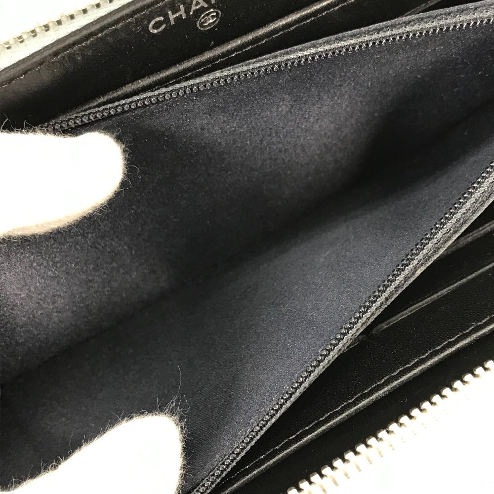 CHANEL Long Wallet Purse leather black airline triple coco Long wallet