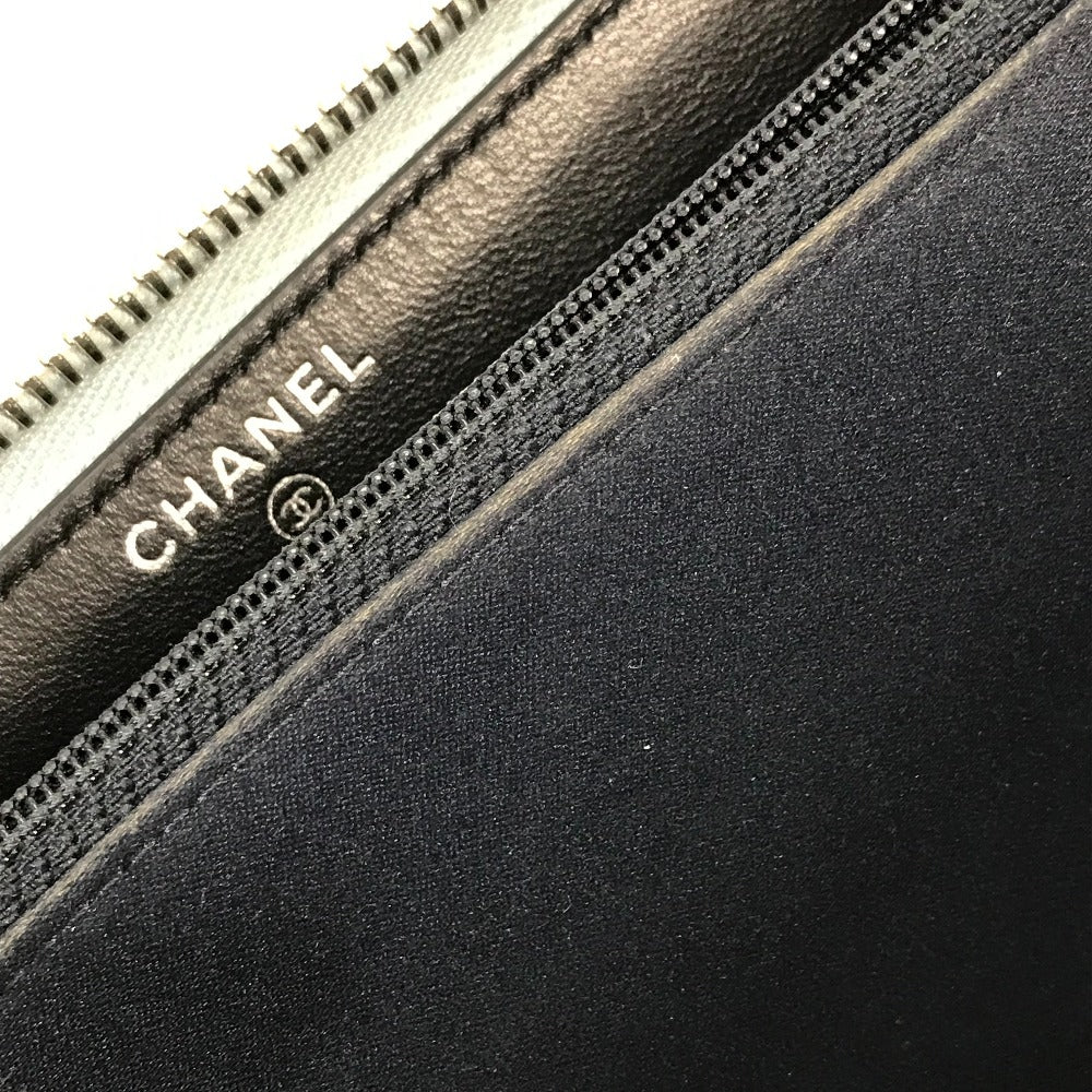 CHANEL Long Wallet Purse leather black airline triple coco Long wallet