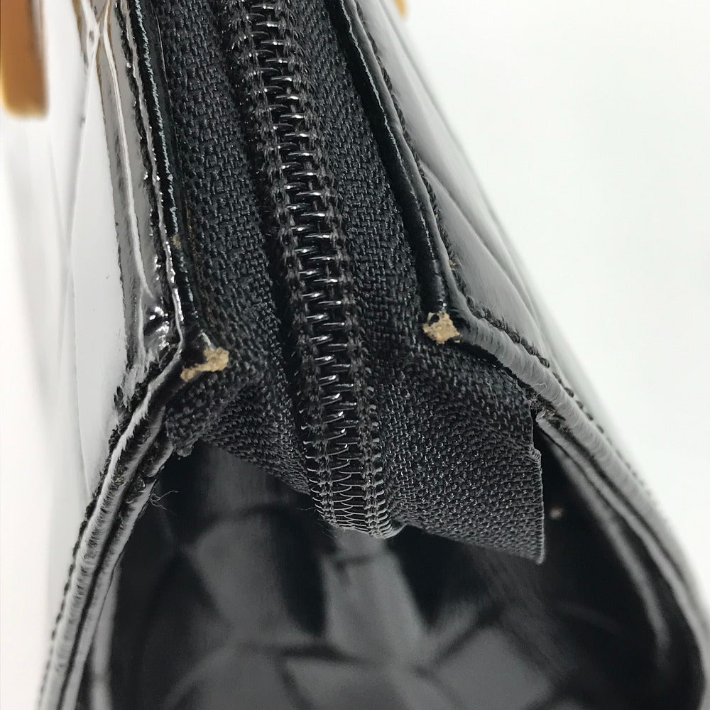 VERSACE Handbag leather black vintage embossed Medusa logo Women Used Authentic